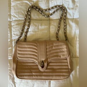 Express Light Pink Quilted Shoulder Bag with Chain Strap